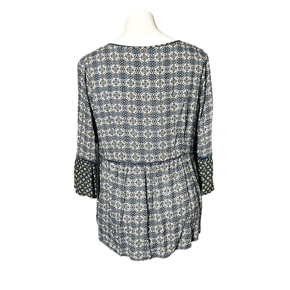 Tantrums Boho Pleasant Blouse Size Large Navy/Yellow - Picture 3 of 5